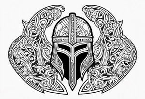Valhalla viking helmet 
helmet tattoo idea