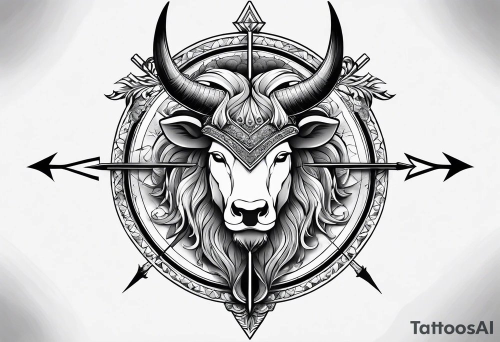 Half Taurus Half Gemini, split down the middle by an arrow tattoo idea Half Taurus Half Gemini, split down the middle by an arrow tattoo idea