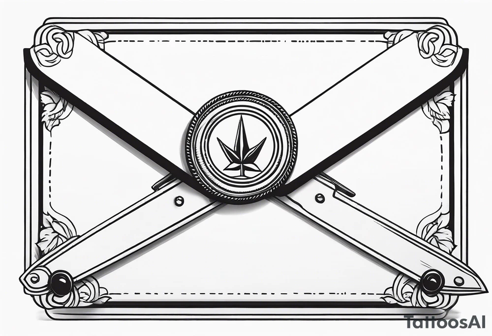 envelope with wax stamp with letter opener on top tattoo idea