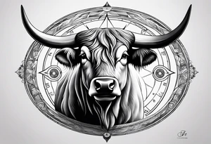TAURUS BULL COMPASS white background tattoo idea