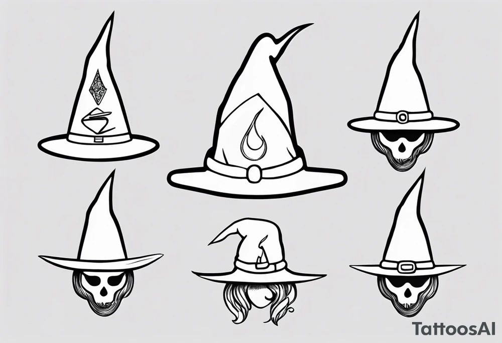 White witch hat with "oh yes" written tattoo idea