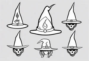 White witch hat with "oh yes" written tattoo idea