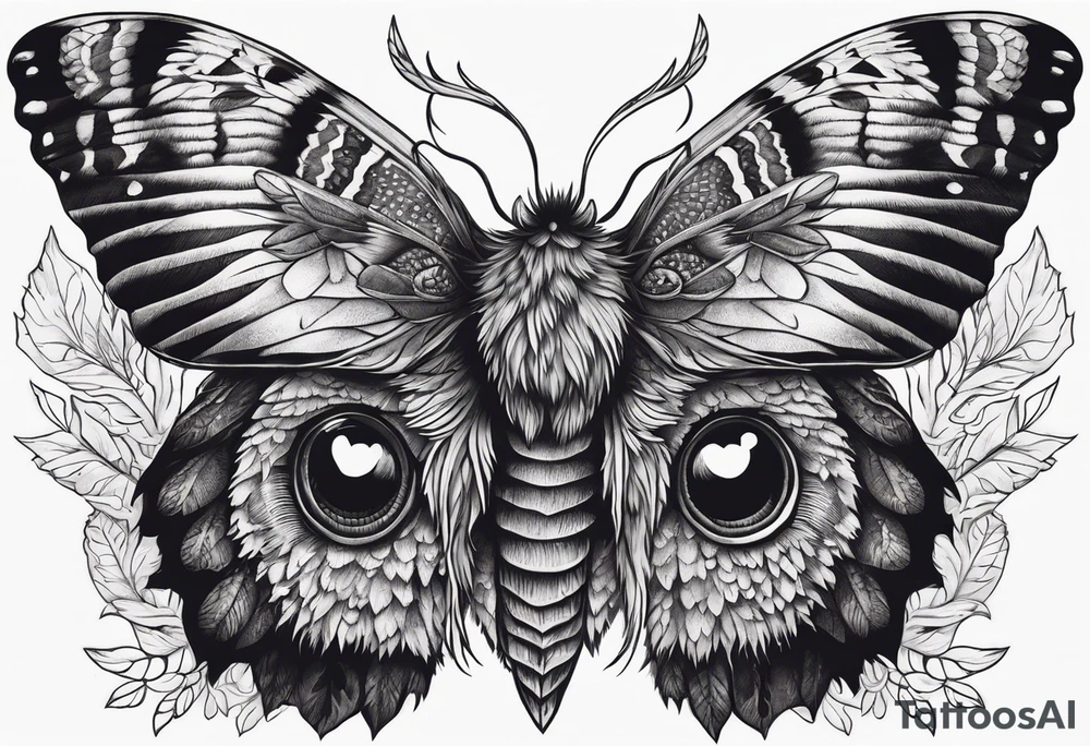 Dead head moth with owl eyes tattoo idea