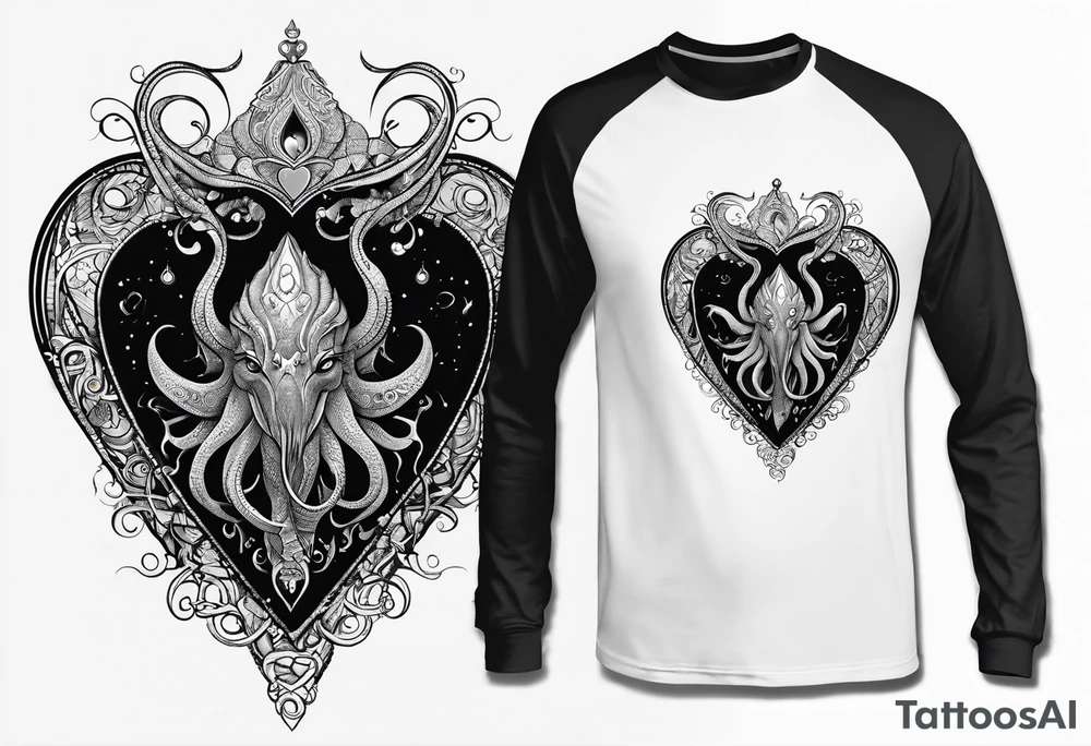 Long sleeve. Lovecraftian creature, protecting a heart. tattoo idea Long sleeve. Lovecraftian creature, protecting a heart. tattoo idea