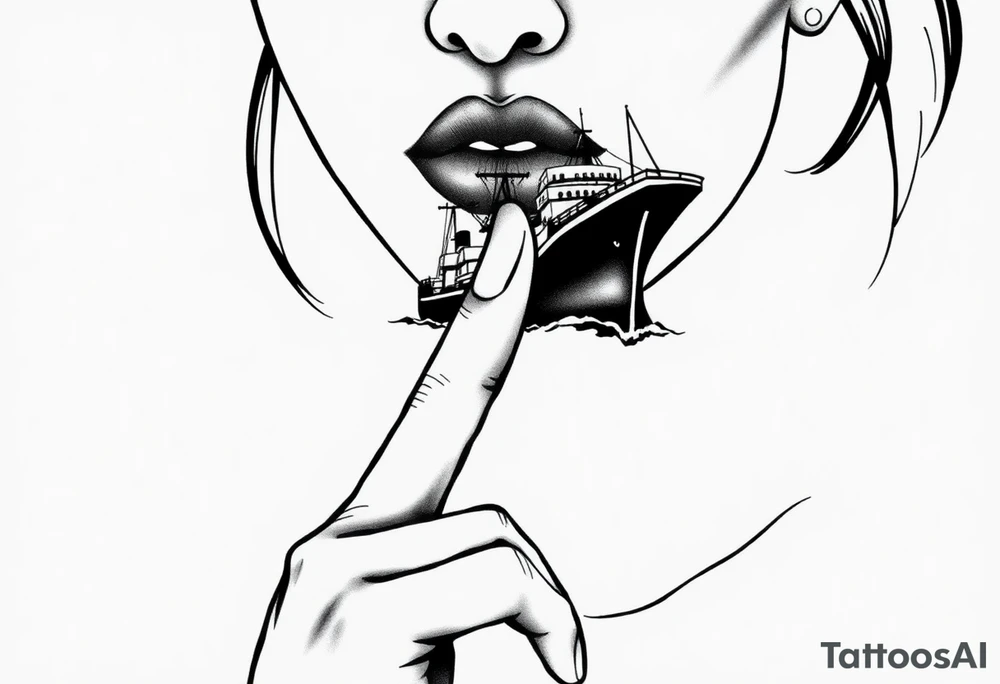 Loose lips sink ships. Must include ship and a sexualised woman with her finger to her lips tattoo idea