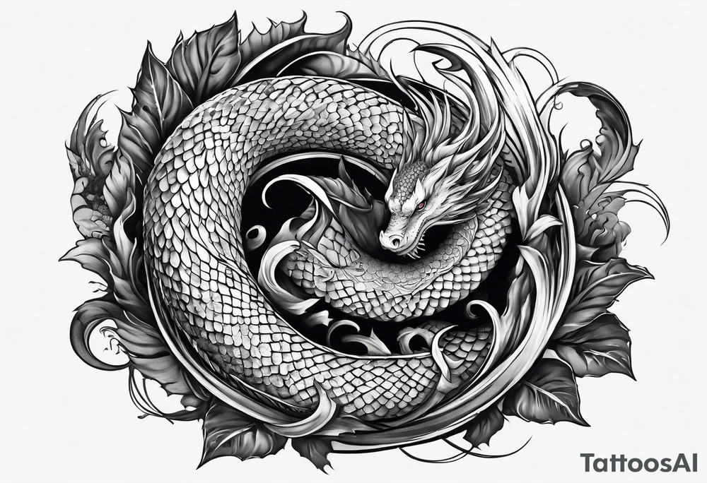 Jörmungandr wrapping around a leg tattoo idea