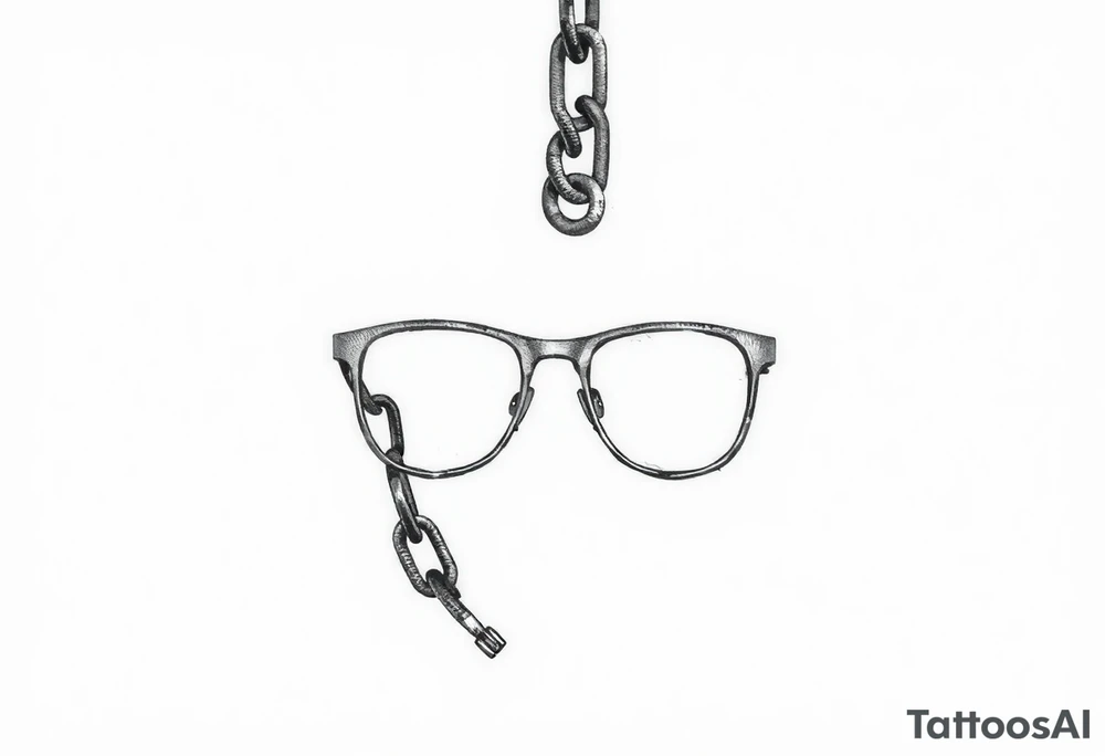 Glasses against a breaking chain
The chain symbolizes the limitations of poor vision, and its breaking is your liberation. Glasses can be against this background. tattoo idea