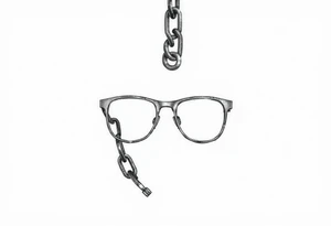 Glasses against a breaking chain
The chain symbolizes the limitations of poor vision, and its breaking is your liberation. Glasses can be against this background. tattoo idea