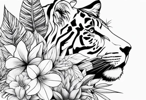 Jungle flowers animals tattoo idea