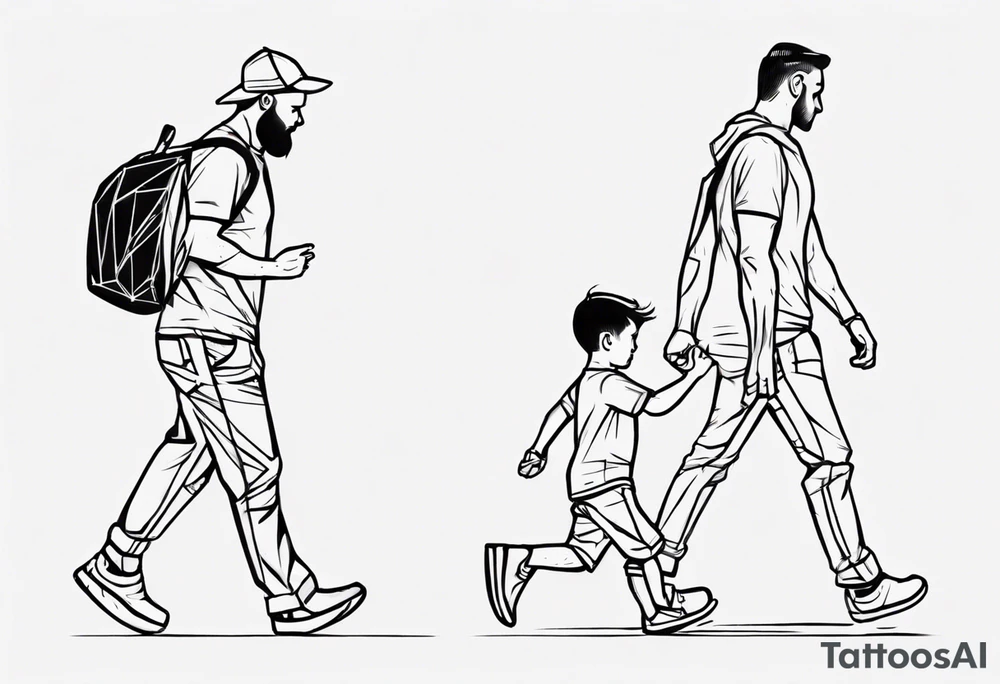 dad and son walks away tattoo idea