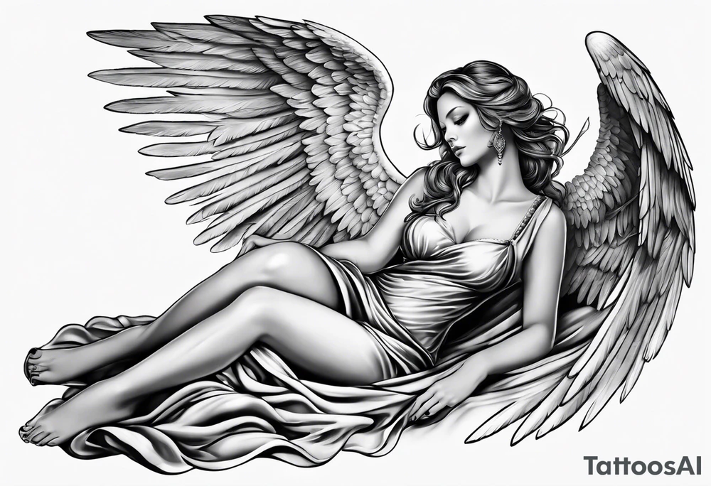 Angel laying down tattoo idea