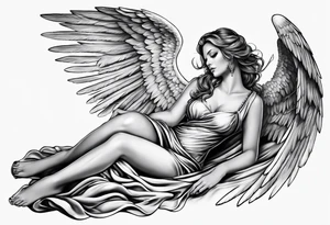 Angel laying down tattoo idea