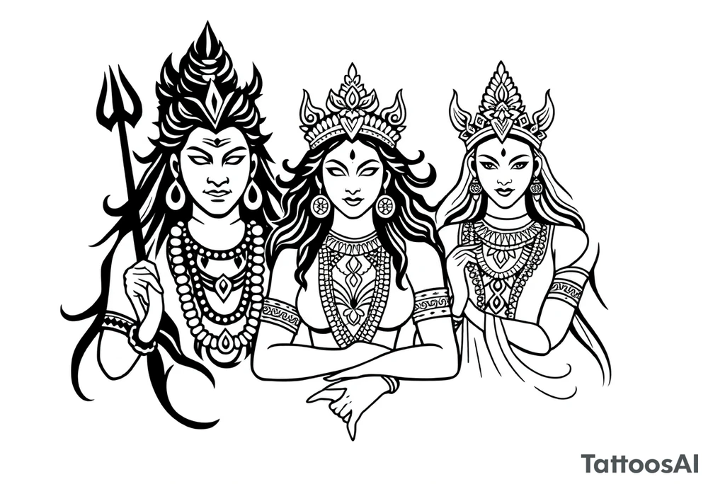 Lord Shiva, Godess Kali, Godess Lilith Together tattoo idea