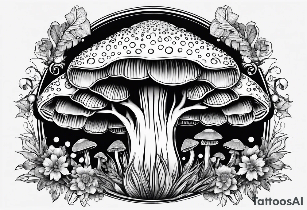 Shaggy mane mushroom mandala tattoo design tattoo idea