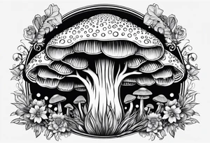 Shaggy mane mushroom mandala tattoo design tattoo idea
