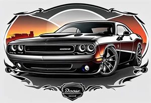 2020 Black Dodge challenger tattoo idea