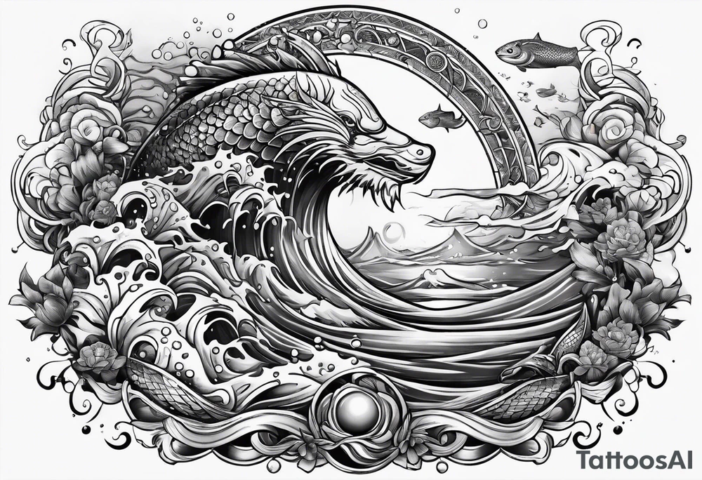 Neptun steht im Wasser tattoo idea