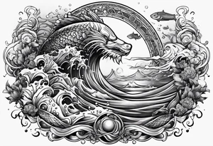 Neptun steht im Wasser tattoo idea