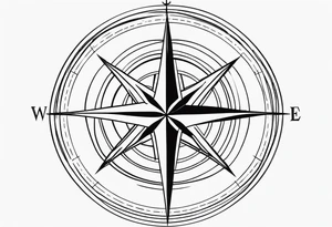 compass with long lines
 with  anchor tattoo idea