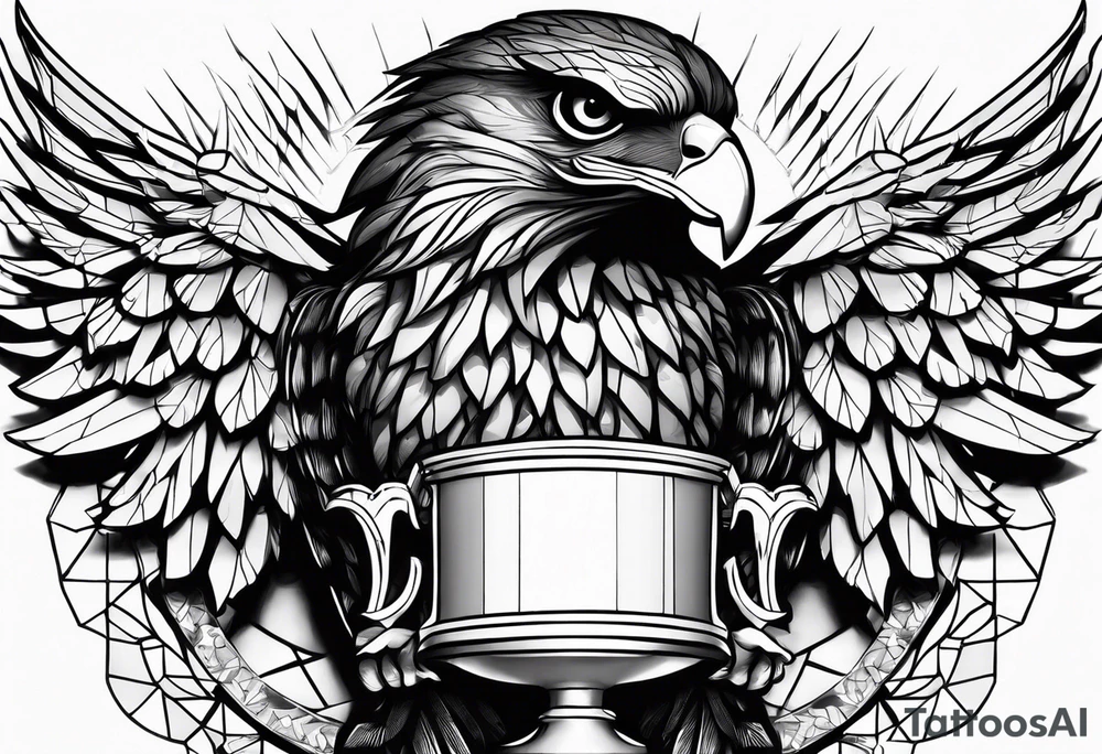 Hawk holding a trophy 2024 tattoo idea