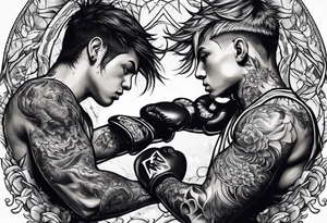 Two boys fighting tattoo idea
