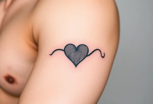 An infinity design with a fingerprint heart in black and grey realism tattoo idea
