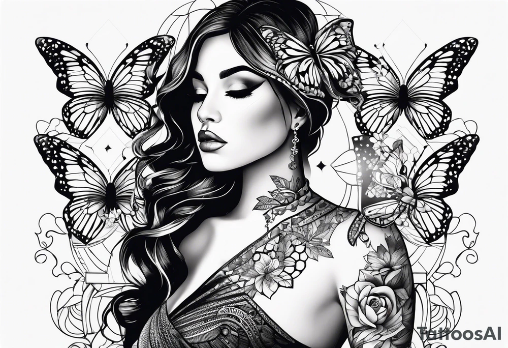 Sexy tattooed women butterfly svg tattoo idea