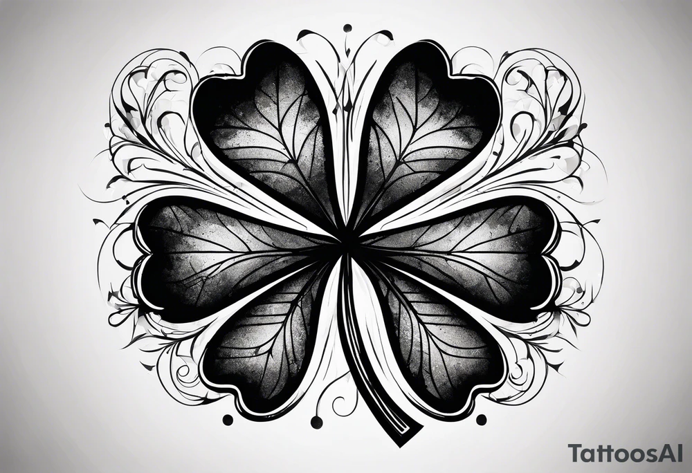 Black Four leaf clover shattered like glass tattoo idea Black Four leaf clover shattered like glass tattoo idea