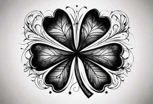Black Four leaf clover shattered like glass tattoo idea