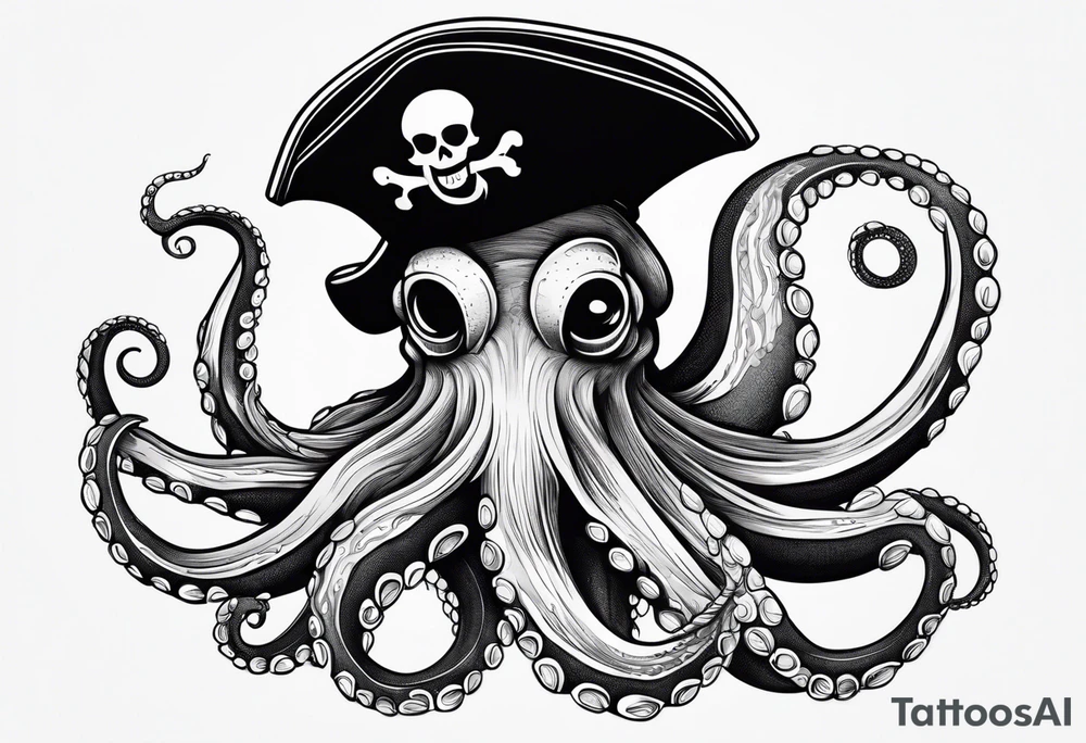octopus wearing a pirate hat tattoo idea