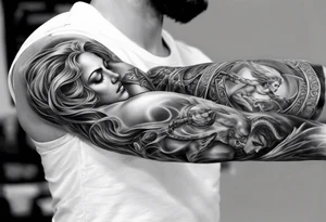 greek mythology
full arm sleeve
realistic pictures tattoo idea