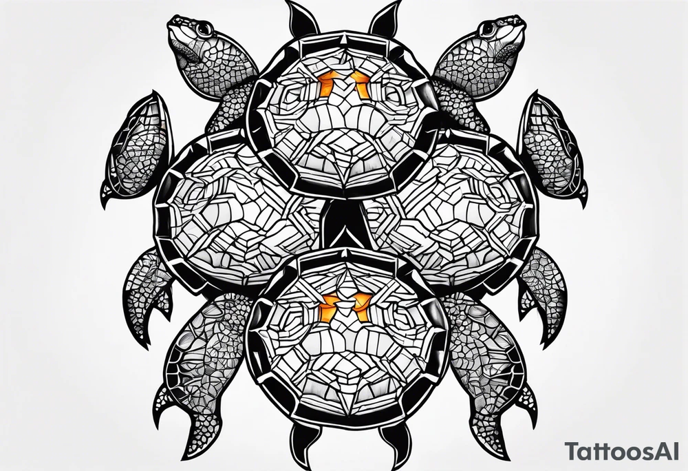 Four turtles tattoo idea