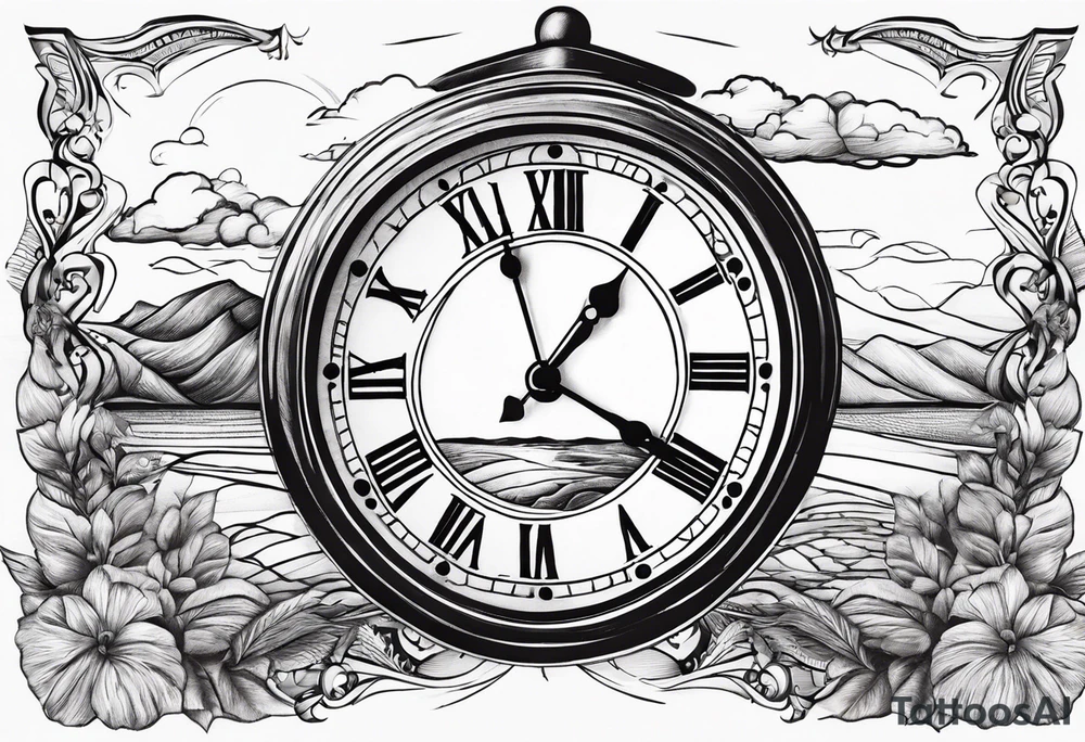 time element in sunset for man simple design tattoo idea