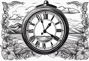 time element in sunset for man simple design tattoo idea