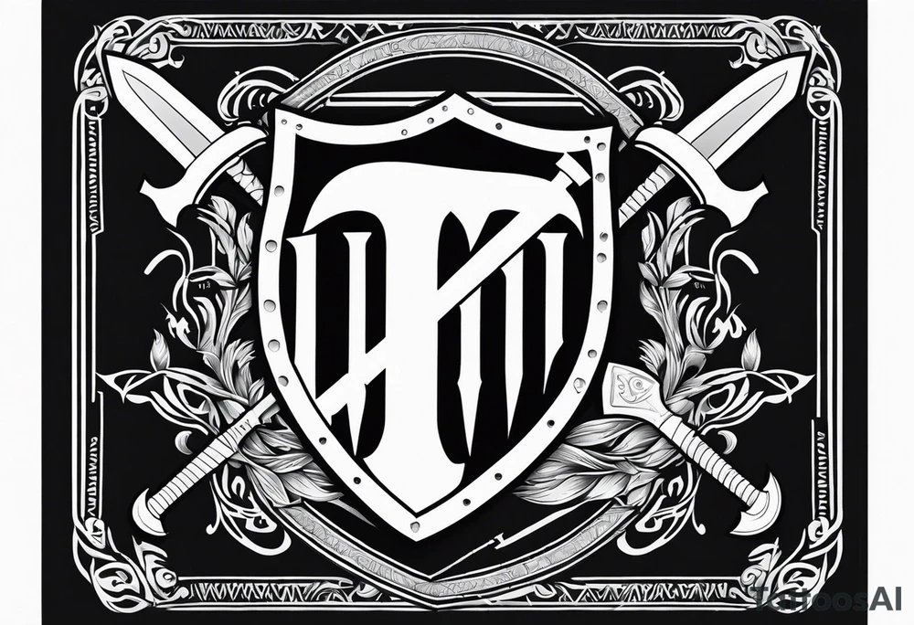 Valhalla shield  sword axe tattoo idea
