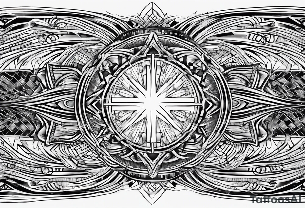 armband tattoo, horizontal with electromagnetic signal wave pattern tattoo idea