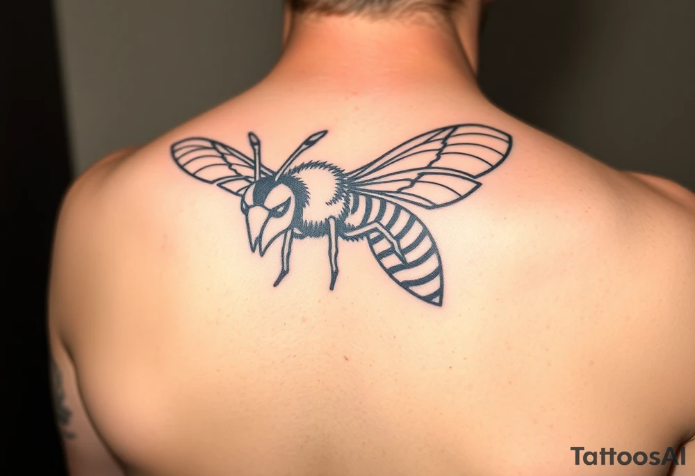 Angry hornet flying with arched body tattoo idea