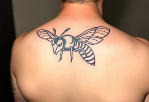 Angry hornet flying with arched body tattoo idea