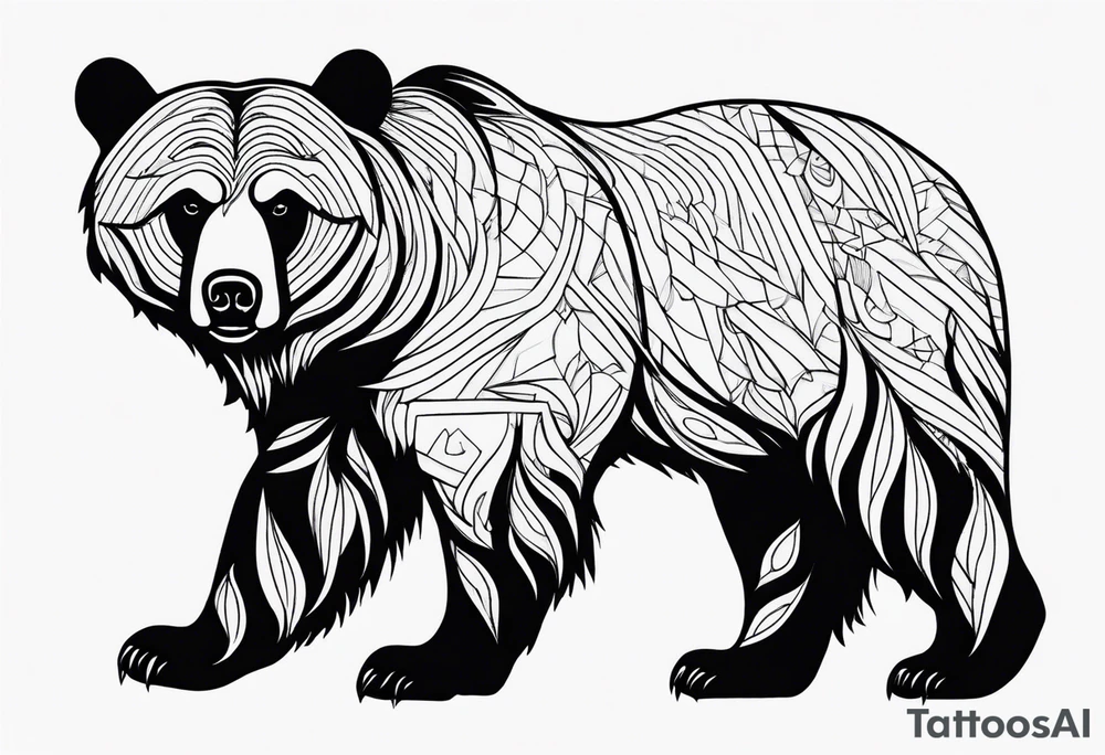 Grizzly bear full body tattoo idea