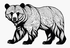 Grizzly bear full body tattoo idea