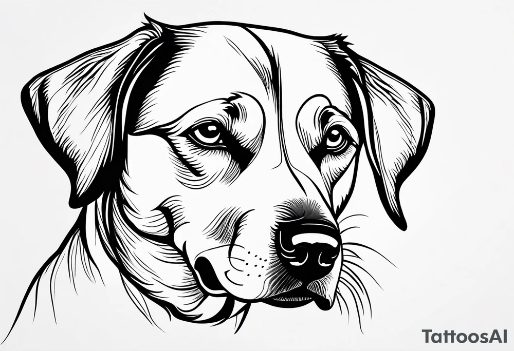 A one-line drawing of the contour of a chinese dog's head. tattoo idea