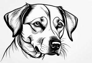 A one-line drawing of the contour of a chinese dog's head. tattoo idea