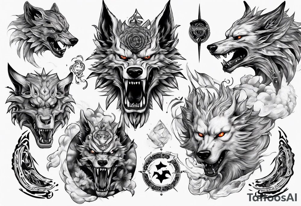 gengi and fenrir collage tattoo idea
