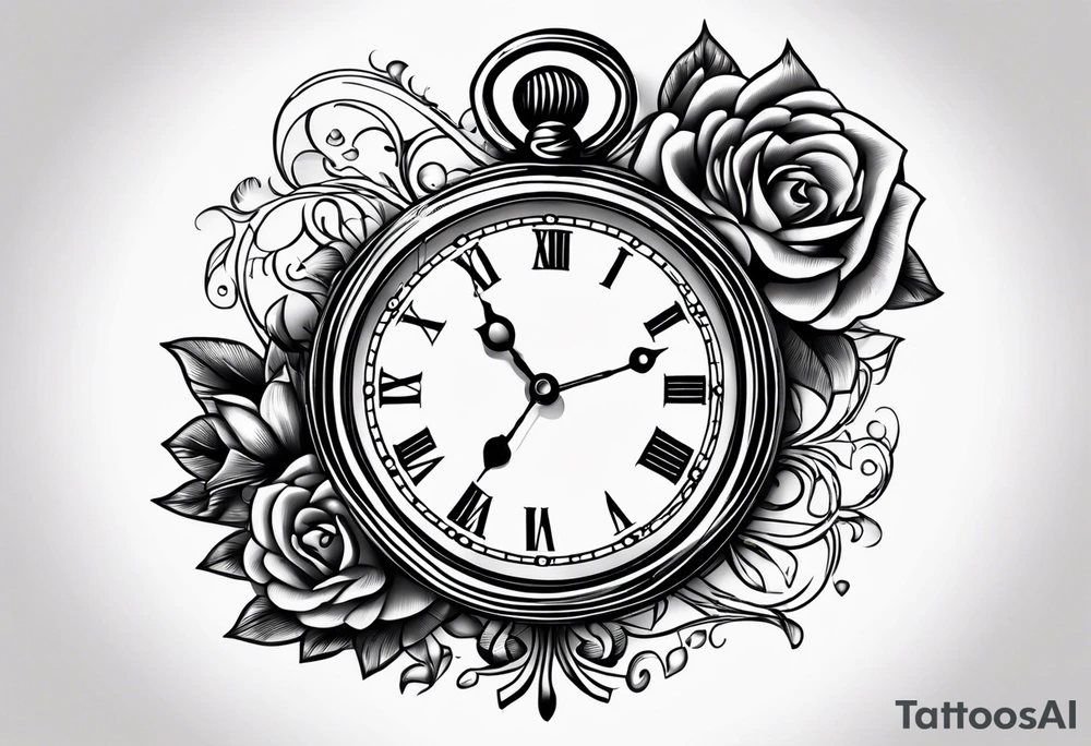 old time pocket watch with the saying "Time waits for no one..." tattoo idea