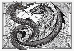 a snake, dragon and owl independent but together tattoo idea