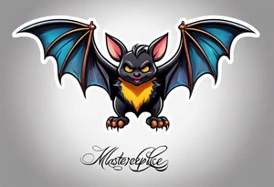 cartoon bat in style of disney, tattoo idea
