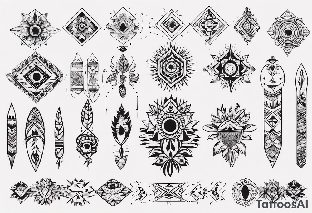 Minimalist Ornemental traditional henne indian tattoo idea