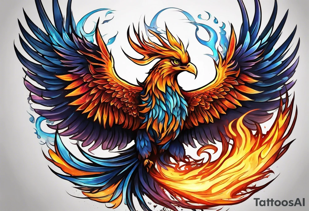 Phoenix rising from the ashes tattoo idea