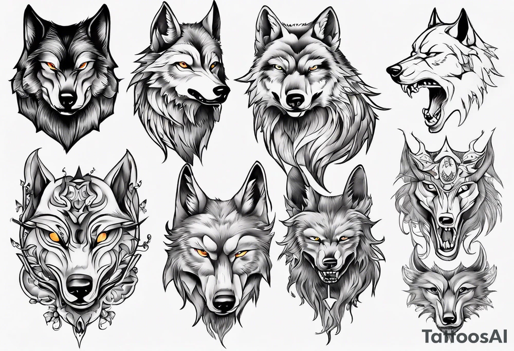 wolf head tattoo idea
