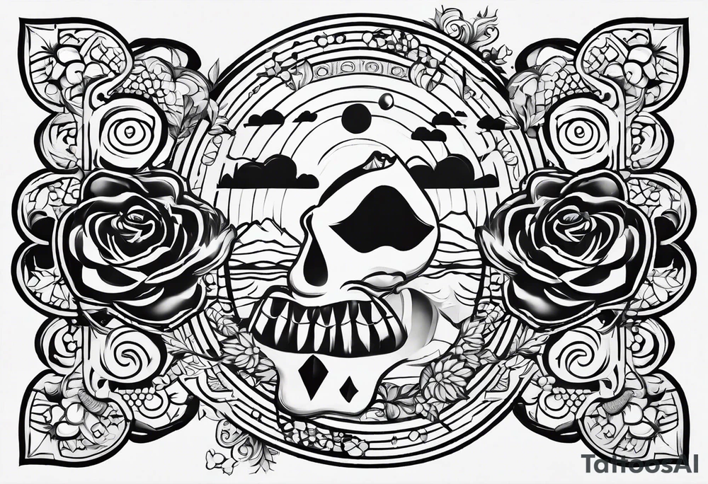 A minimal-styled tattoo design that represents the concept of living a life is happiness. tattoo idea